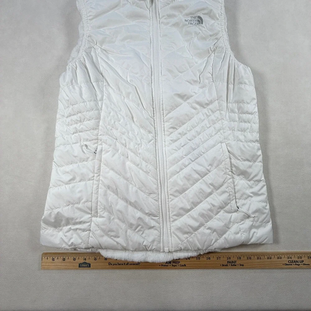 The North Face Womens Large Mossbud Swirl Reversible Vest White Quilted Fleece